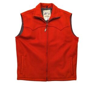 Schaefer Outfitter Red Wool Blend Western Cowboy Work Full Zip Vest Sz Large USA